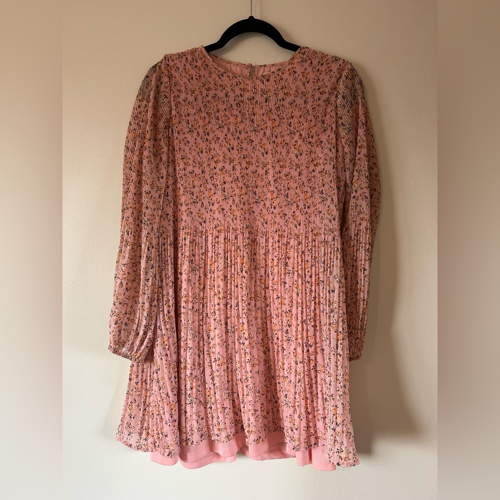 Pink Floral Long Sleeve Dress